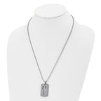 Chisel Tungsten Polished Dog Tag with Key Cut-out 22 inch Necklace