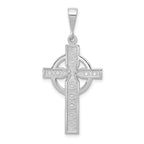 14K White Gold Celtic Cross Pendant with Polished Rhodium Finish