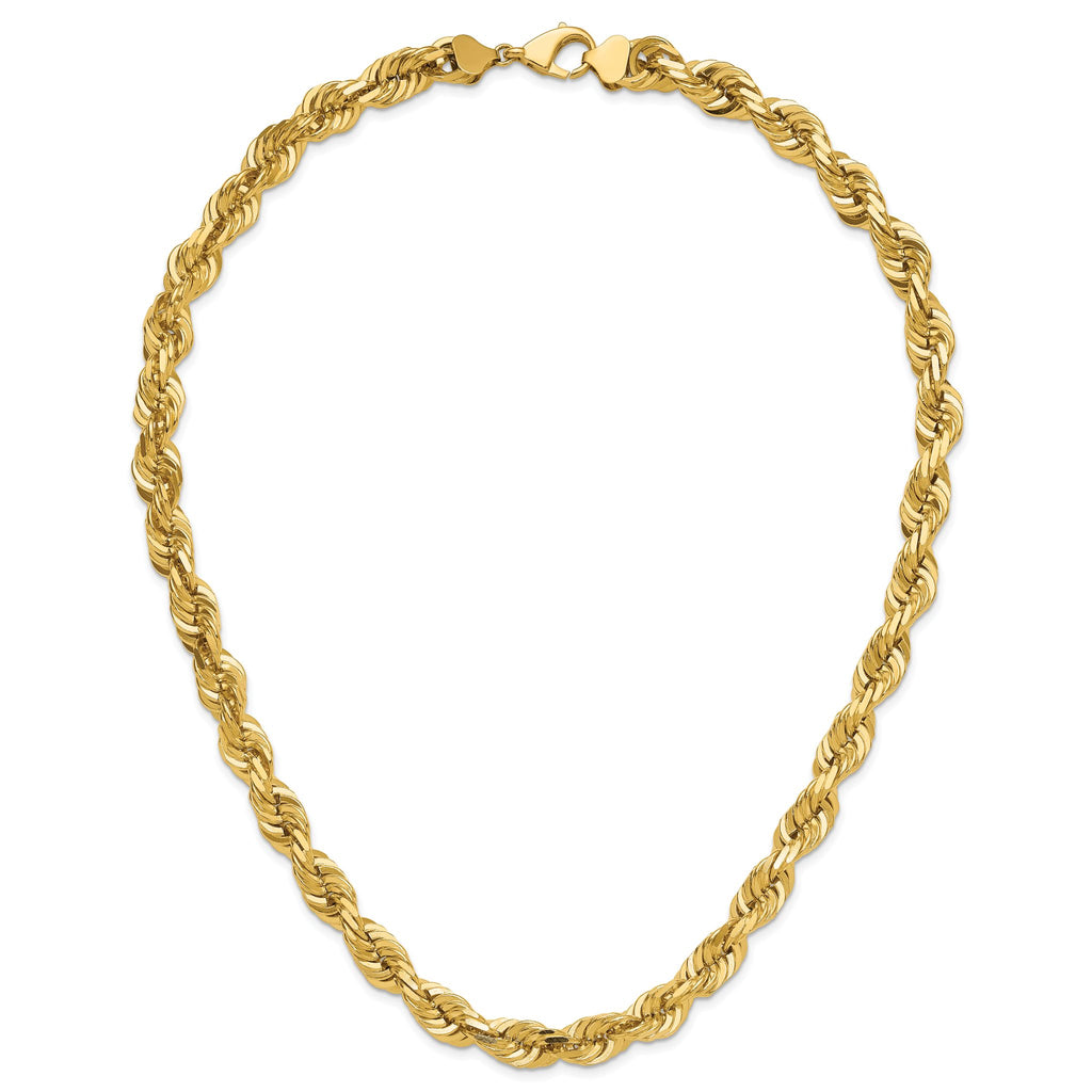 14K 20 inch 10mm Diamond-cut Rope with Fancy Lobster Clasp Chain
