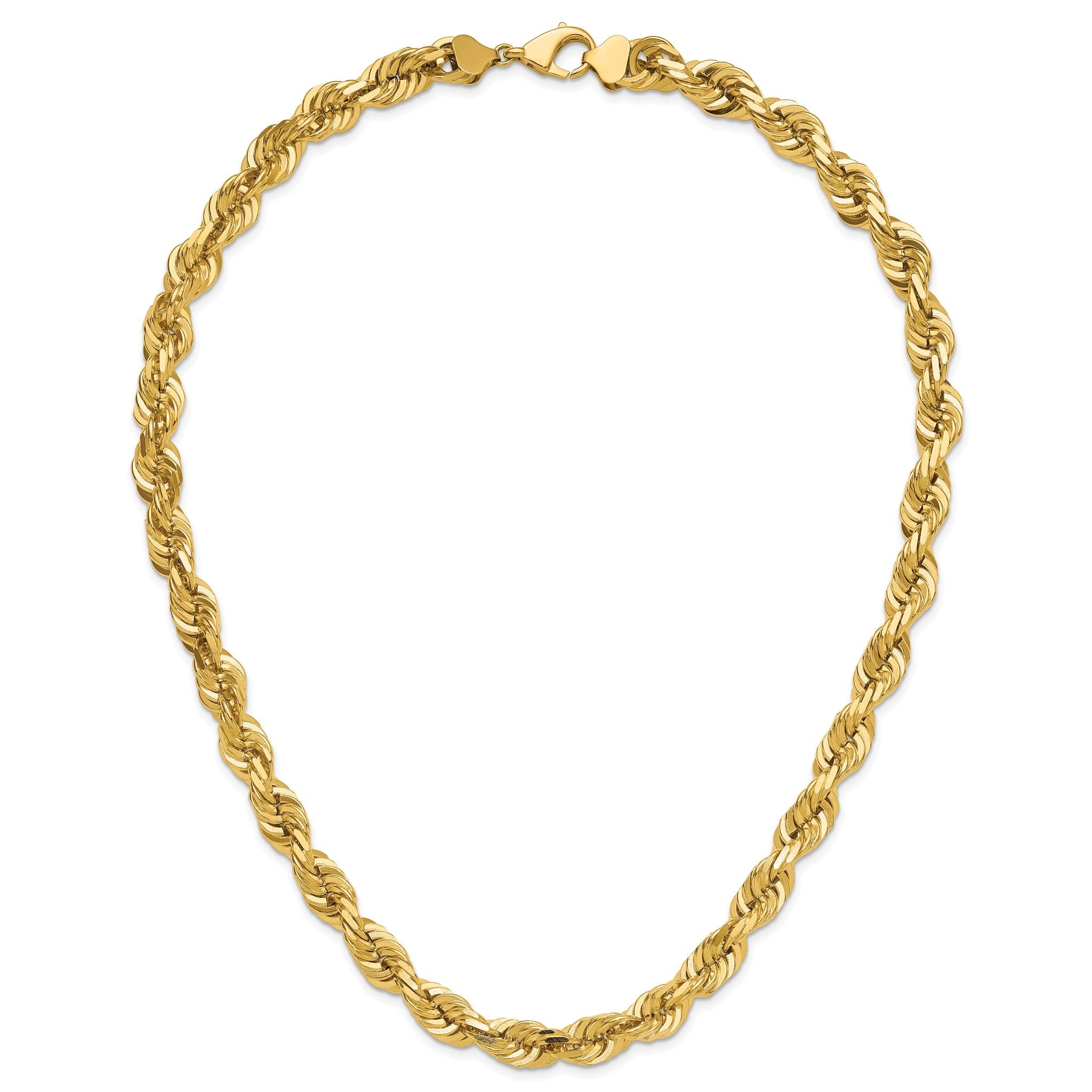 14K 20 inch 10mm Diamond-cut Rope with Fancy Lobster Clasp Chain
