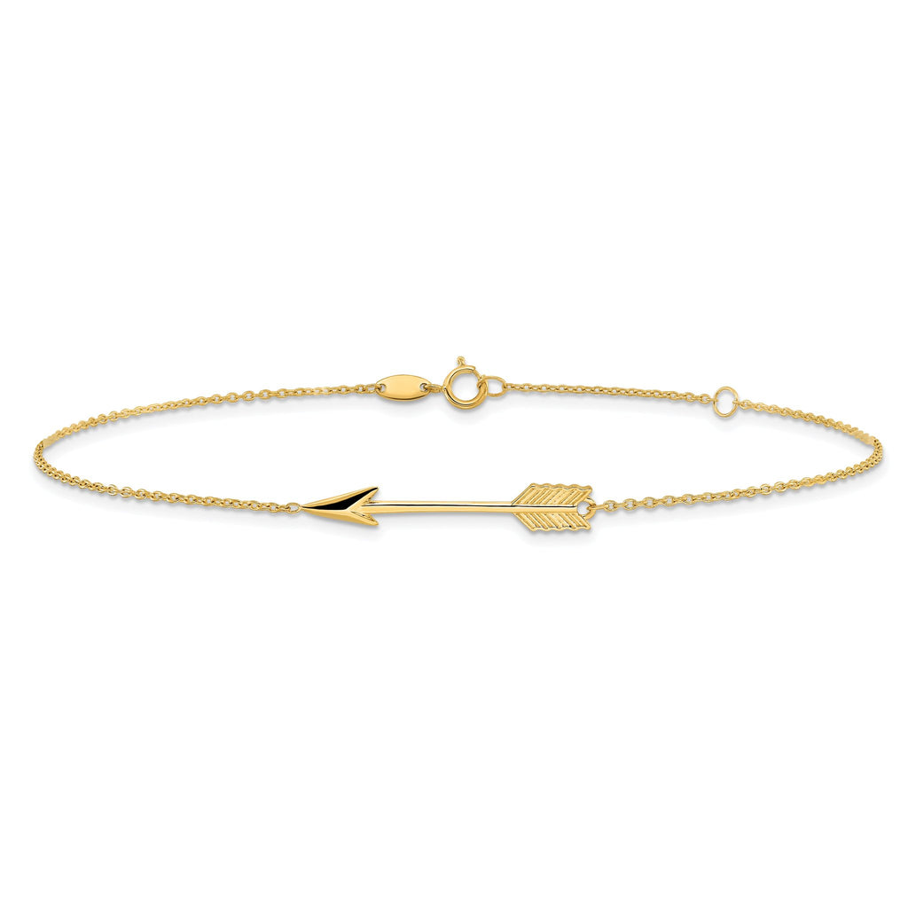 10k Polished Arrow 9 inch Plus 1 inch Extender - Total 10 inch Anklet