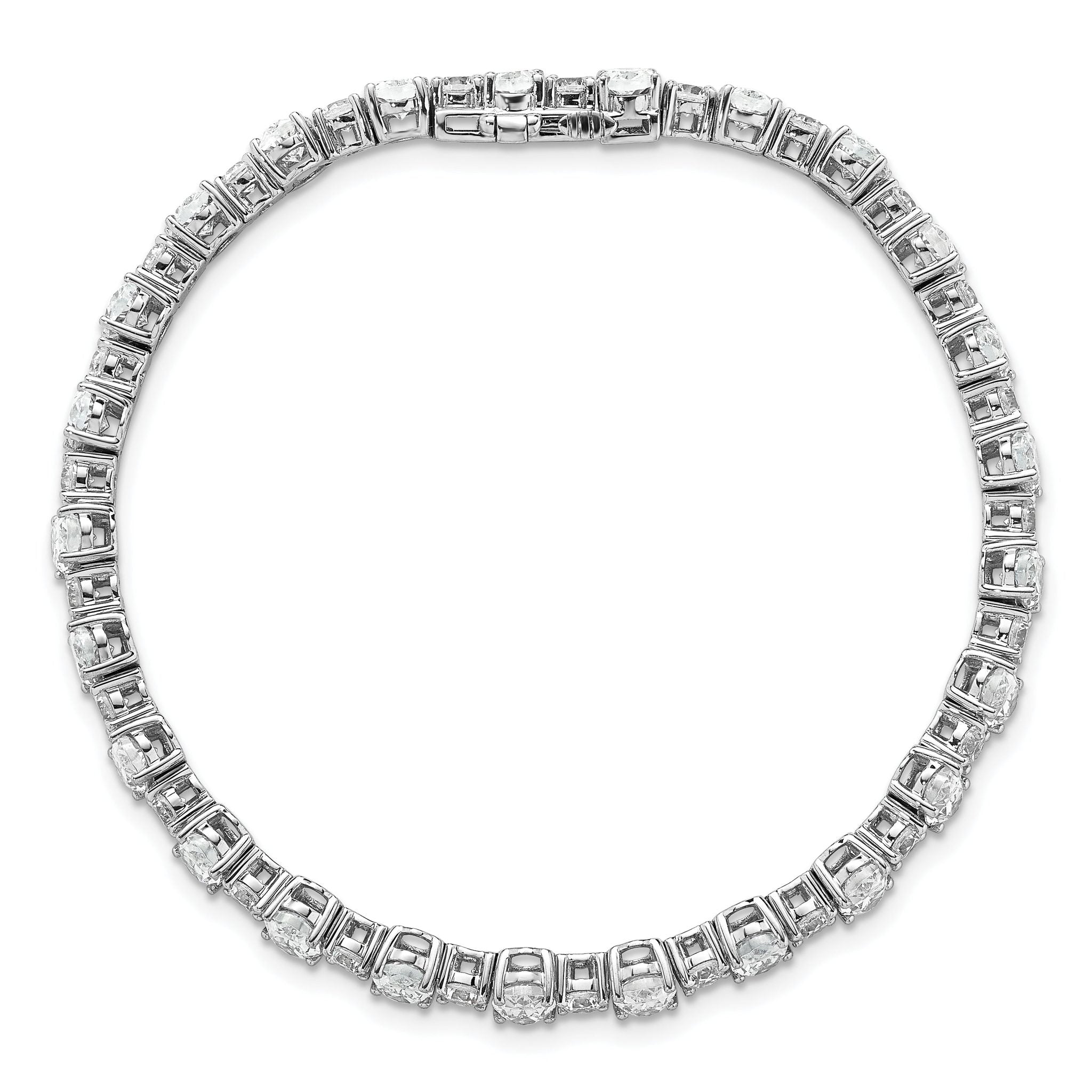 14k White Gold 11 carat Lab Grown Diamond VS+ F+ Complete Oval and Round Tennis Bracelet