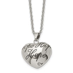 Enameled HOPE Hollow Heart Pendant Necklace in Stainless Steel
