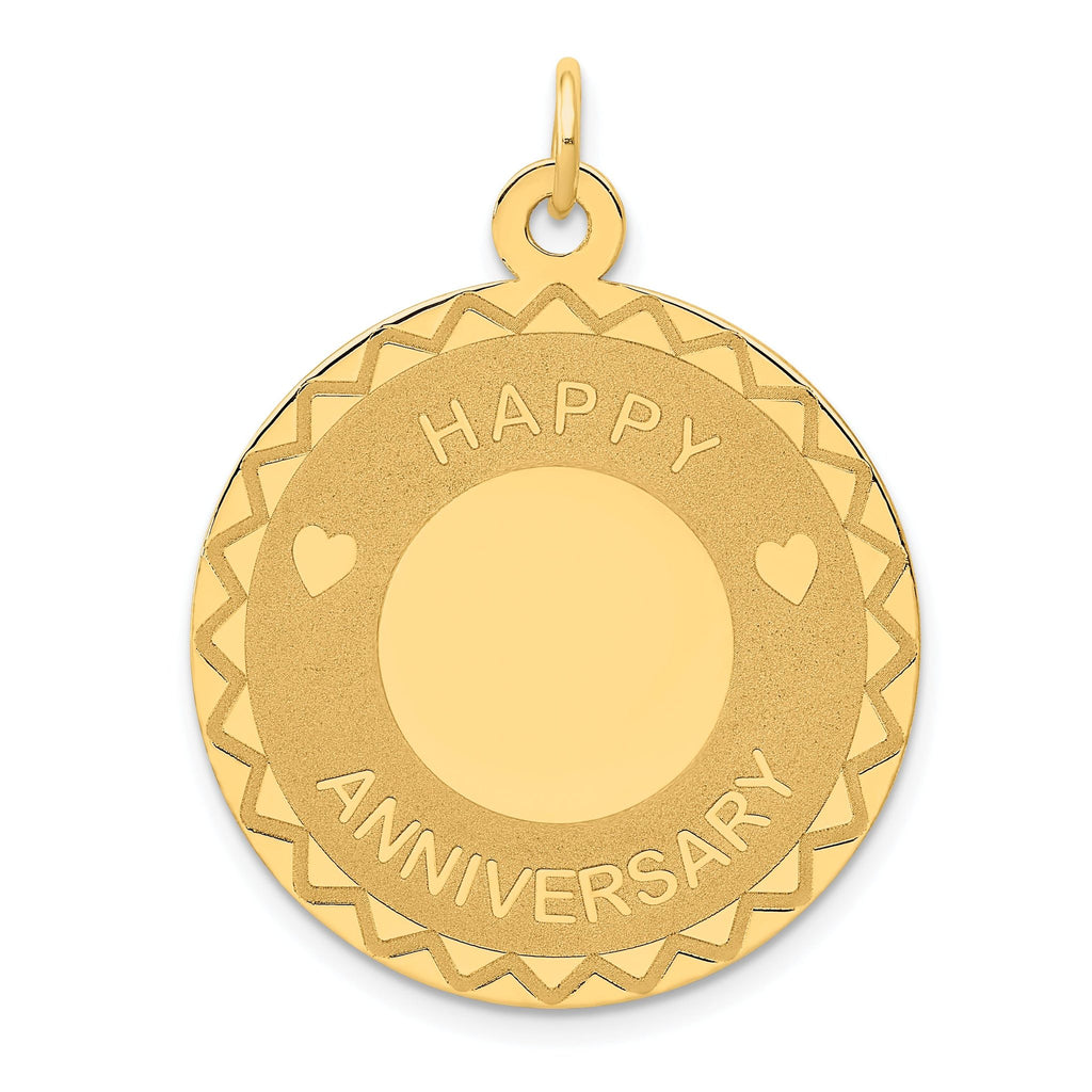 Happy Anniversary Disc Charm in 14K Yellow Gold, 33mm Engravable - Sophia Jewelers