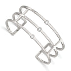 Stainless Steel Polished Cubic Zirconia Cuff Bangle Bracelet for Women