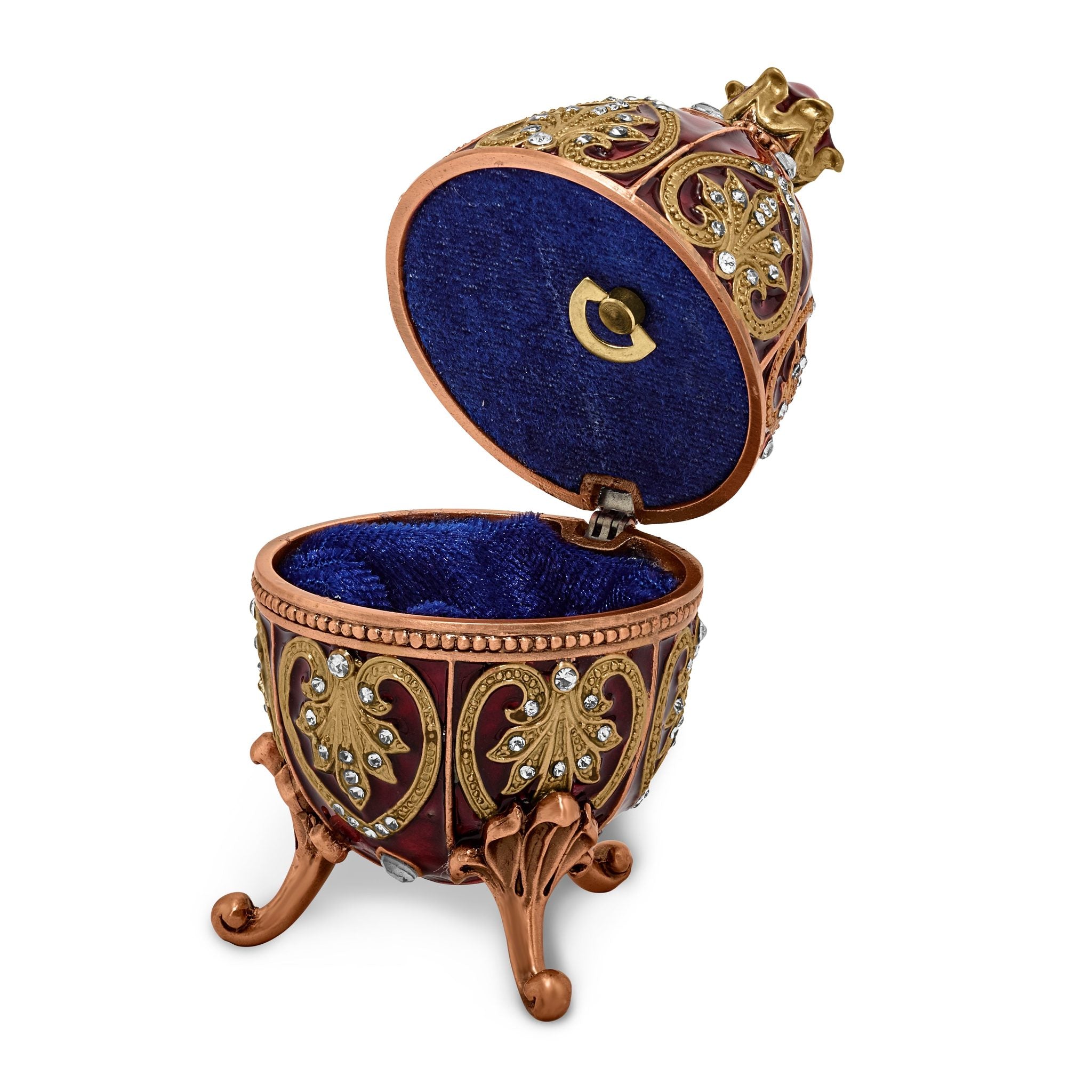 Luxury Giftware Pewter Bejeweled Crystals Gold-tone Enameled FANTASY RED (Plays My Heart Will Go On) Musical Egg with Matching 18 Inch Necklace Secondary image