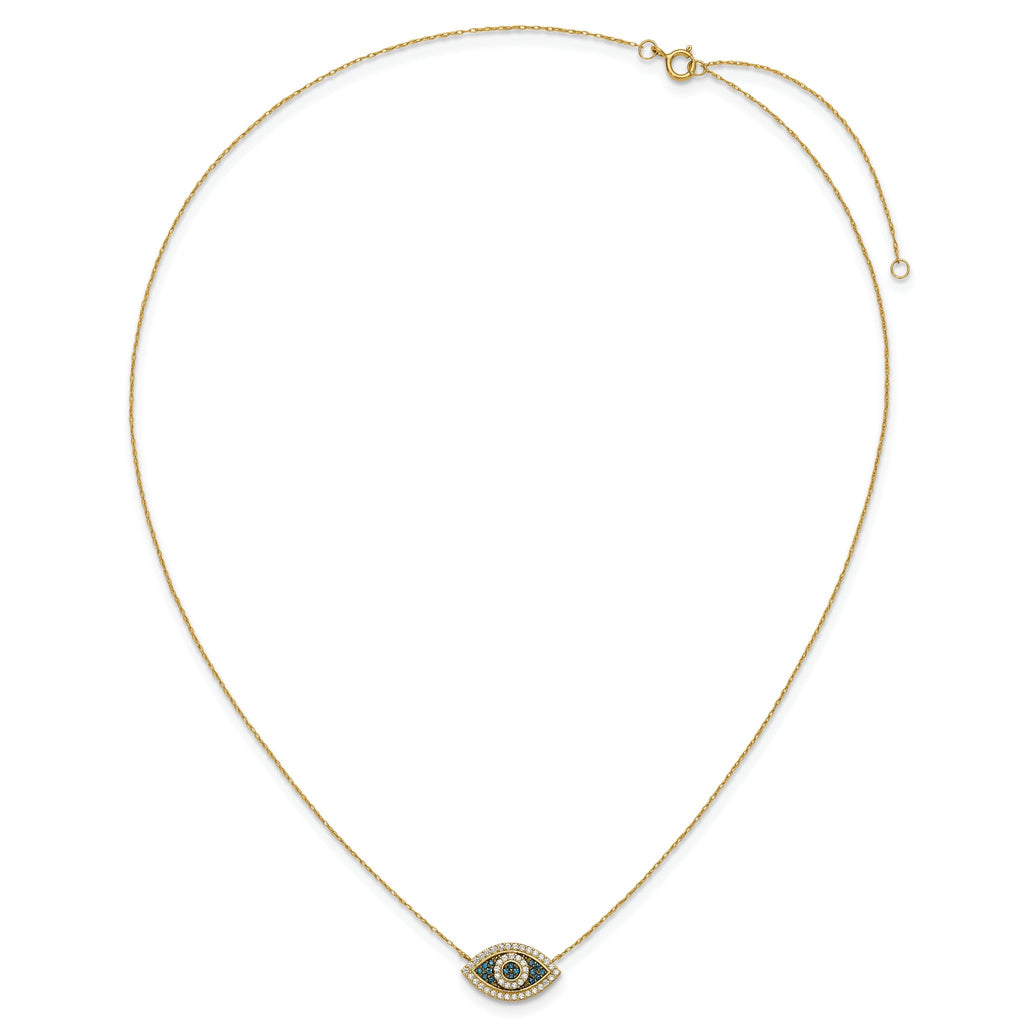 10K Polished CZ Evil Eye w/2 in ext Necklace
