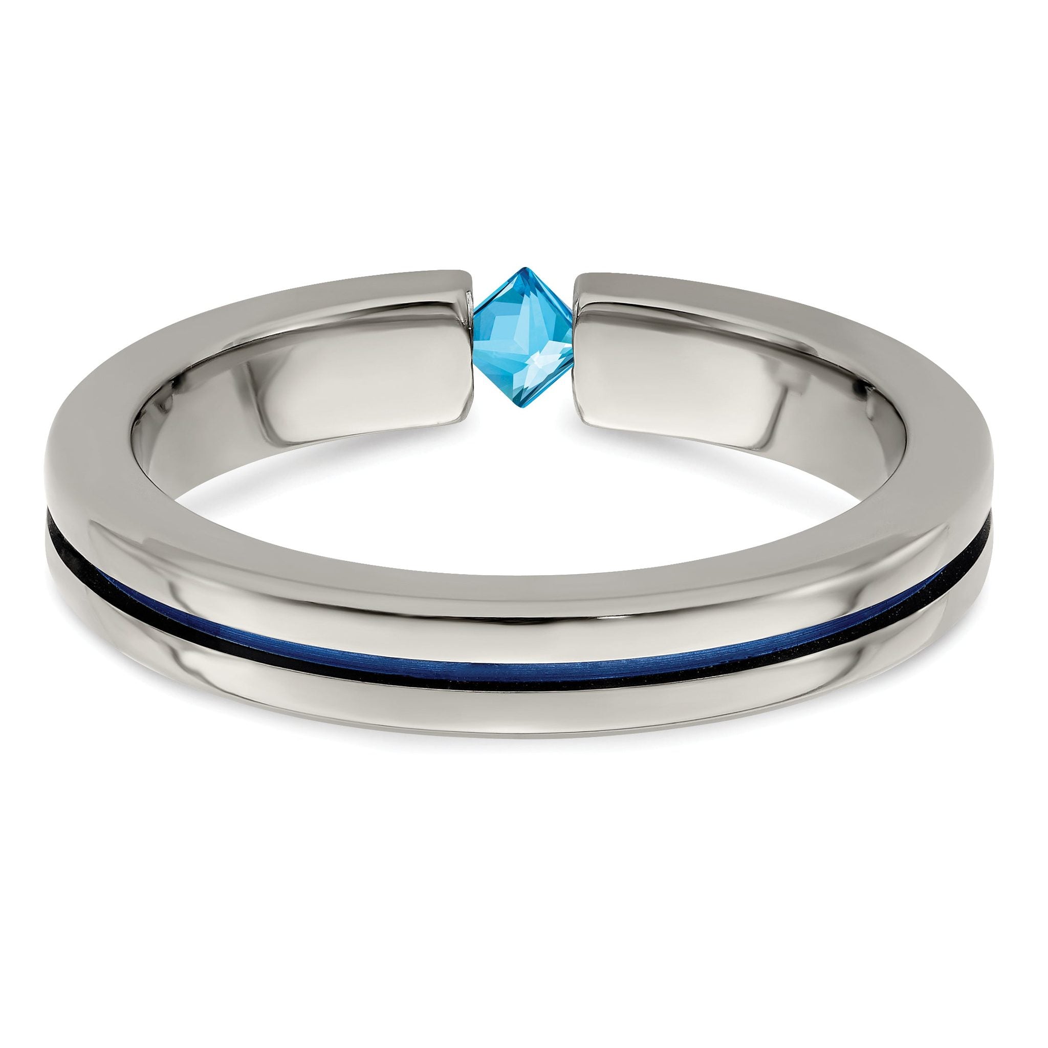 Edward Mirell Titanium Wedding Band with Sky Blue Topaz Accent