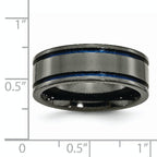 Titanium Unisex Wedding Band with Polished Blue Anodized Groove