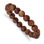 10mm Burma Padauk Wood Beaded Stretch Bracelet