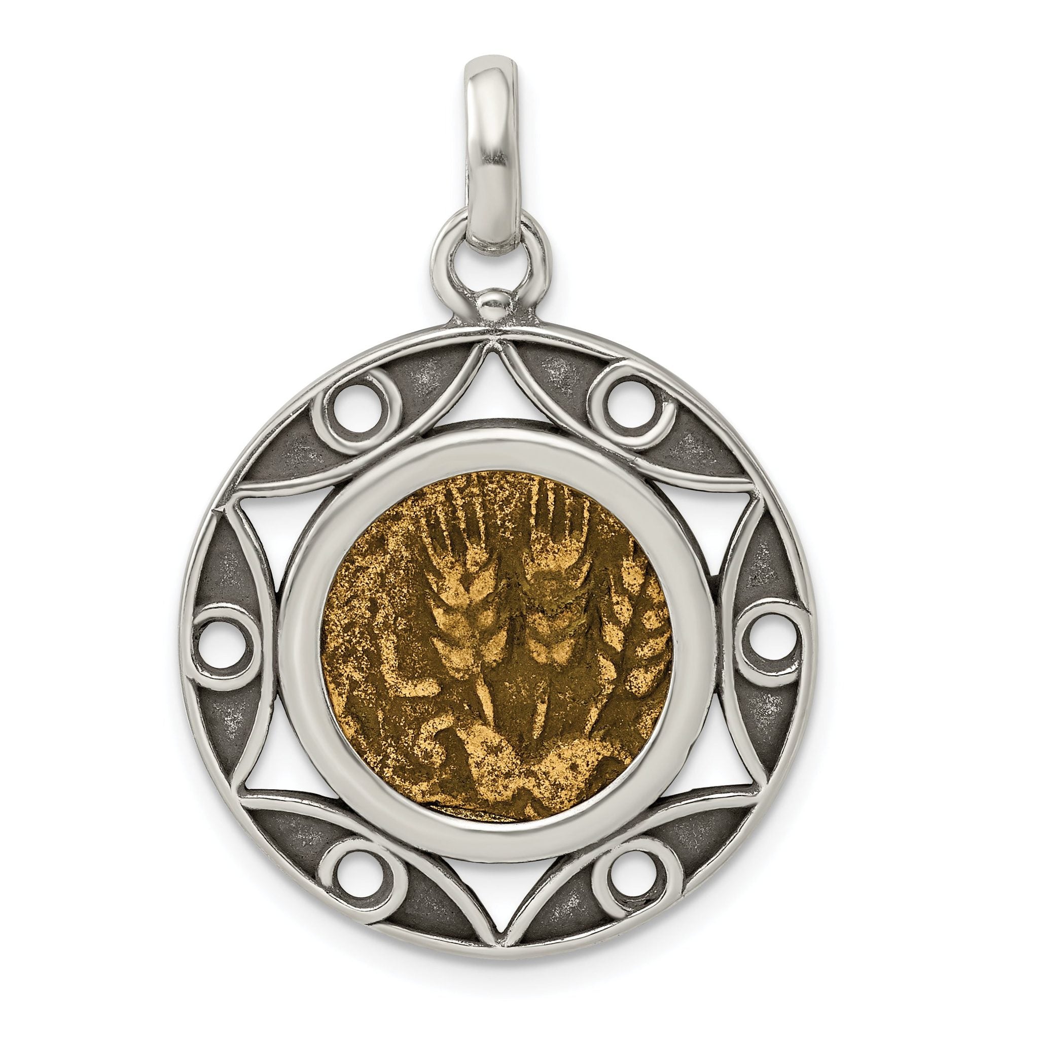 Ancient Coins Sterling Silver and Bronze Antiqued Agrippa Coin Pendant with a Certificate of Authenticity Main image