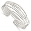 925 Sterling Silver Polished Multi-Strand Cuff Bangle Unisex Elegance