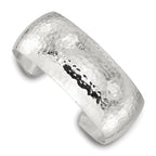 Sterling Silver Polished 25mm Domed Hammered Cuff Bangle