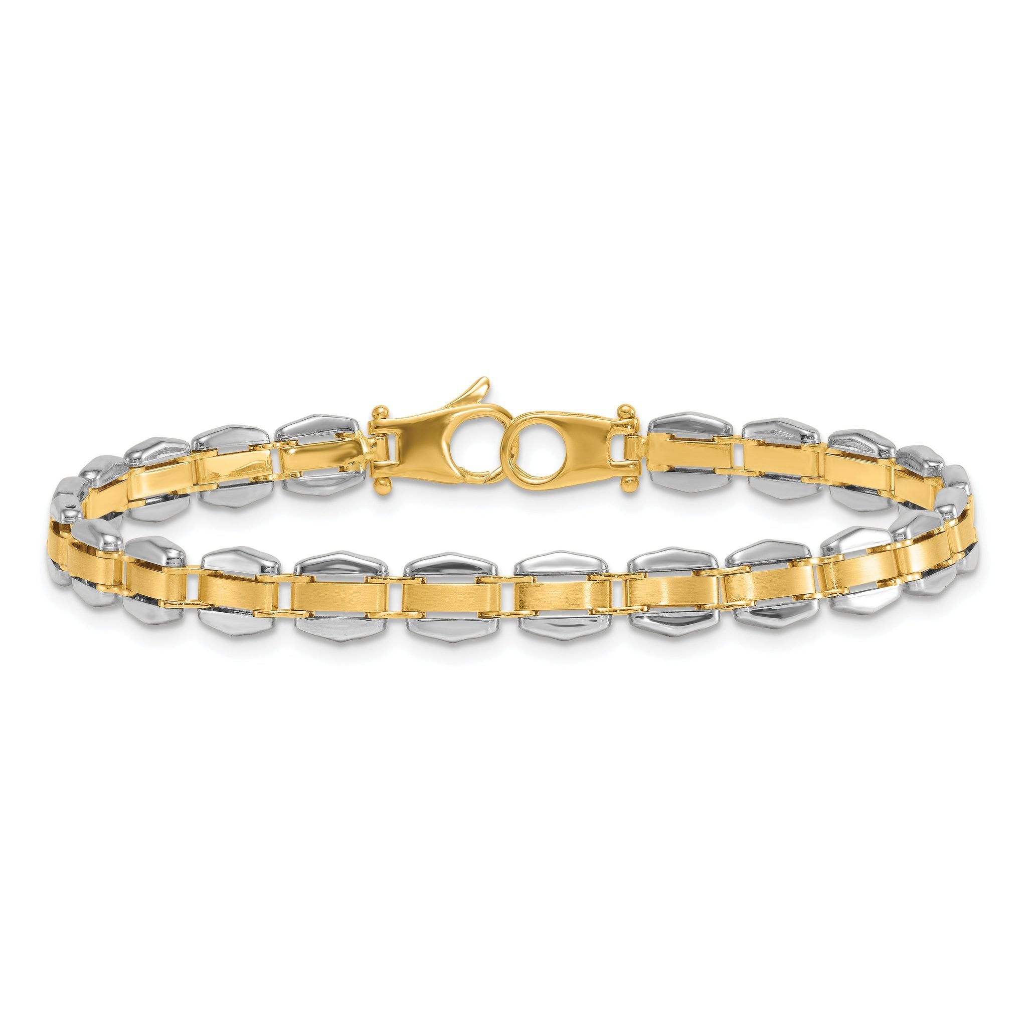 14k Two-tone Polished 6.65mm Fancy Link 8 inch Bracelet