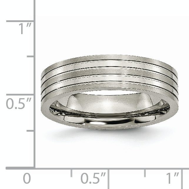 Grooved Wedding Band in Titanium, 6mm