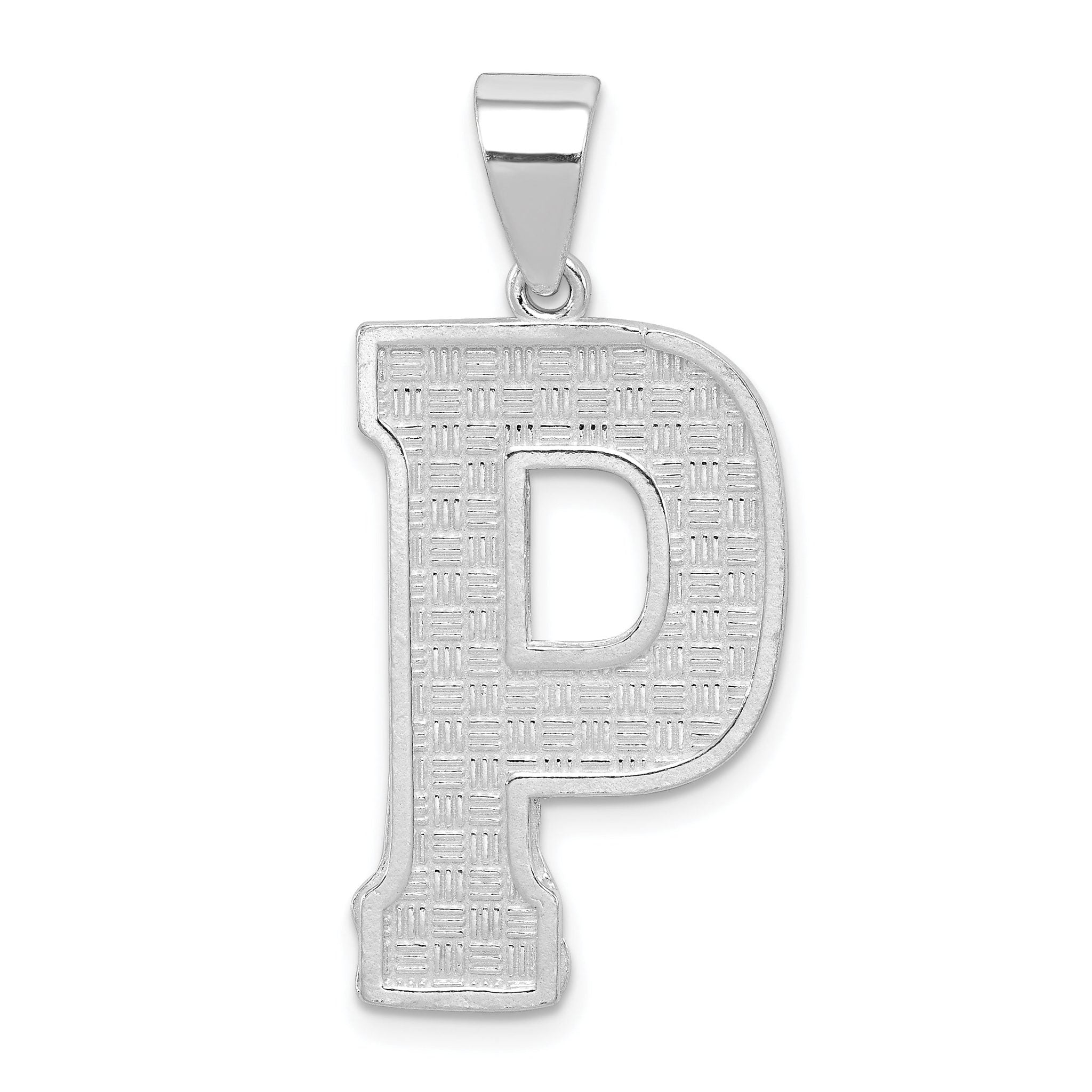 Sterling Silver 925 Initial P Pendant  Rhodium-Plated, Solid, Large Cast Design Main image