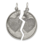 Antiqued 925 Sterling Silver Mizpah Charm Pendant Vintage Inspired
