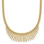 14k Polished and Textured Double Strand Multi Dangle 17 inch Necklace