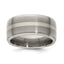 Titanium Silver Inlay Wedding Band with Polished Brushed Finish