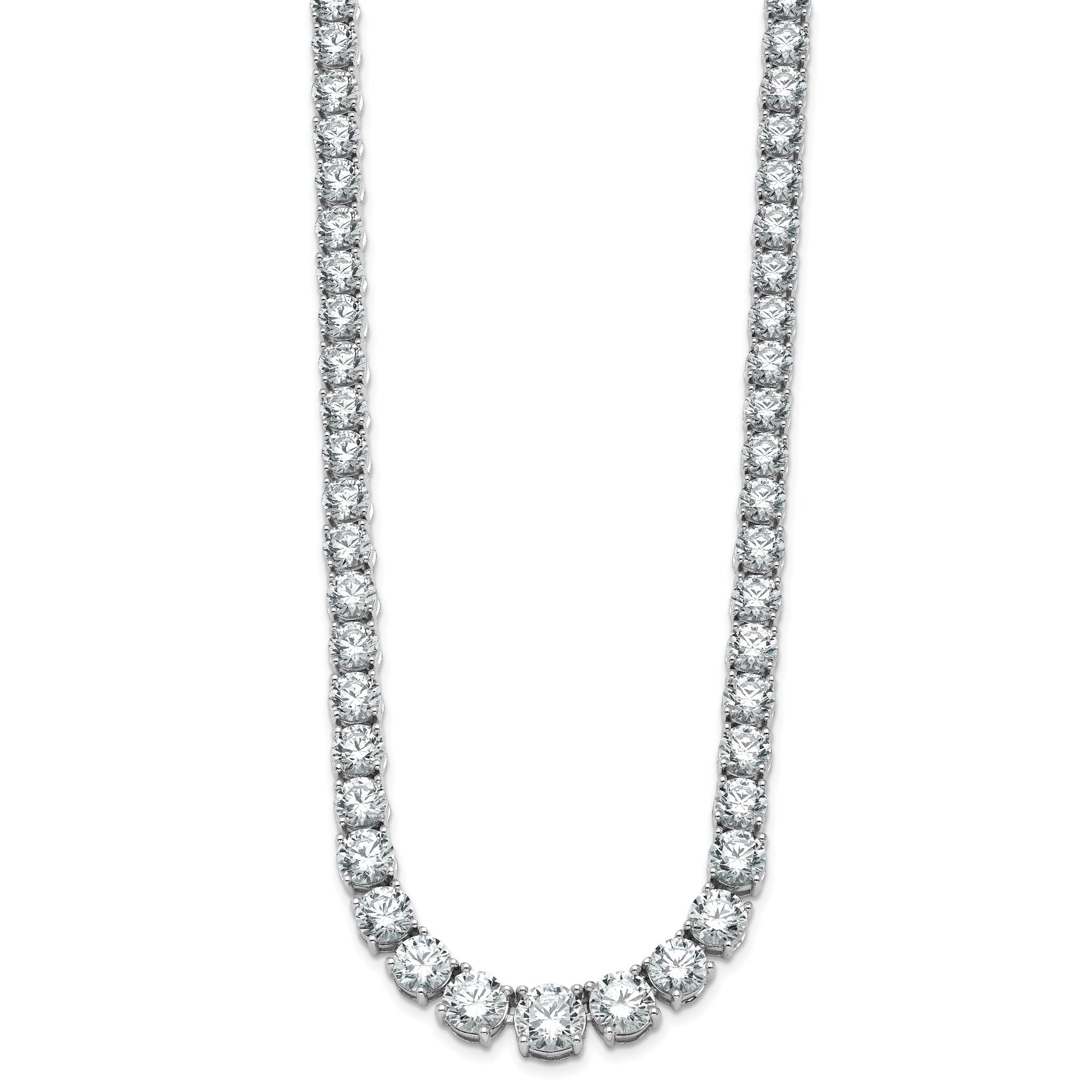 14k White Gold 50 7/8 carat Lab Grown Diamond VS+ F+ Complete Round 20 inch Graduated Tennis Necklace Secondary image
