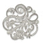 Sterling Silver Polished CZ Filigree Floral Vintage Style Pin Brooch