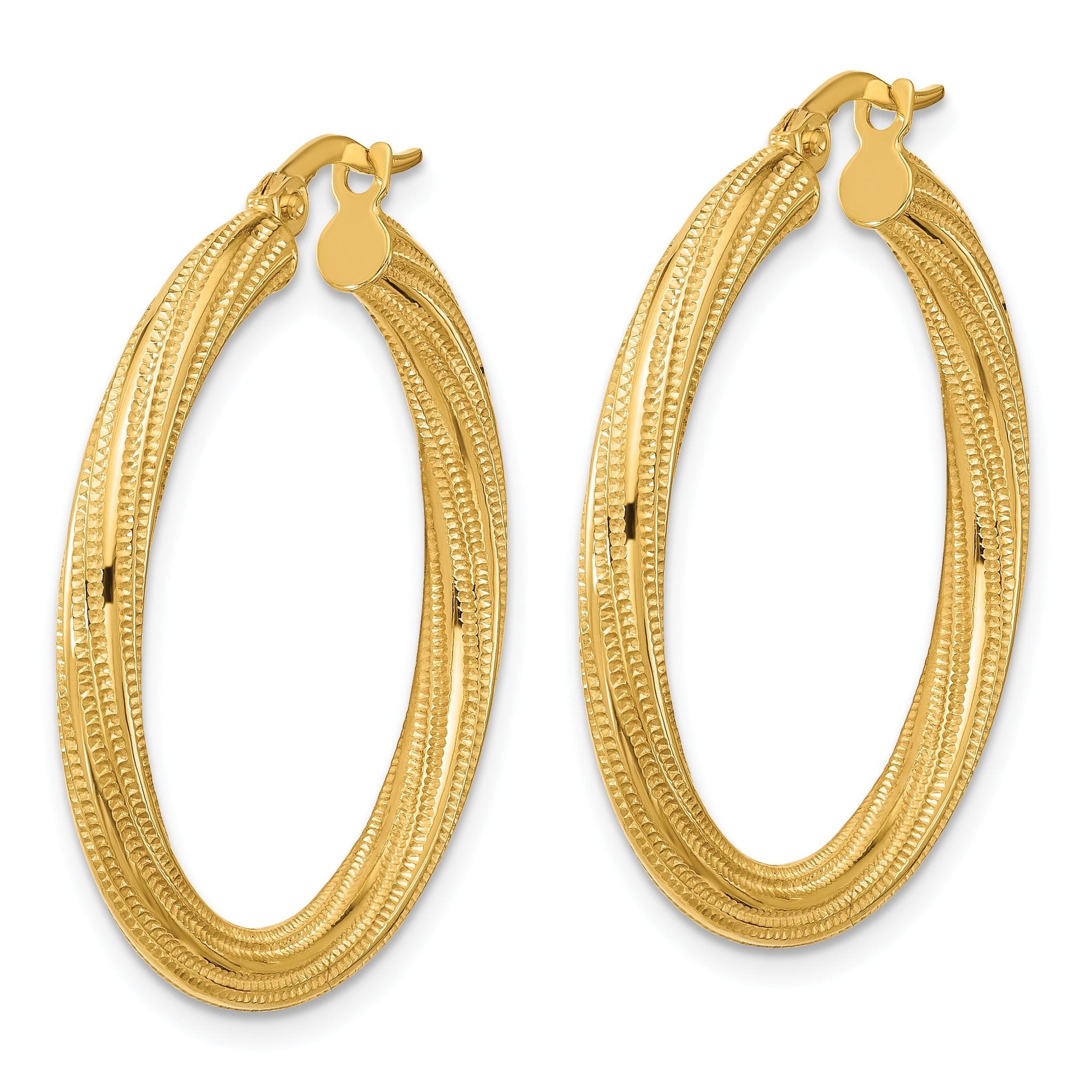 10k Polished and Textured Twisted Tube Hoop Earrings Secondary image