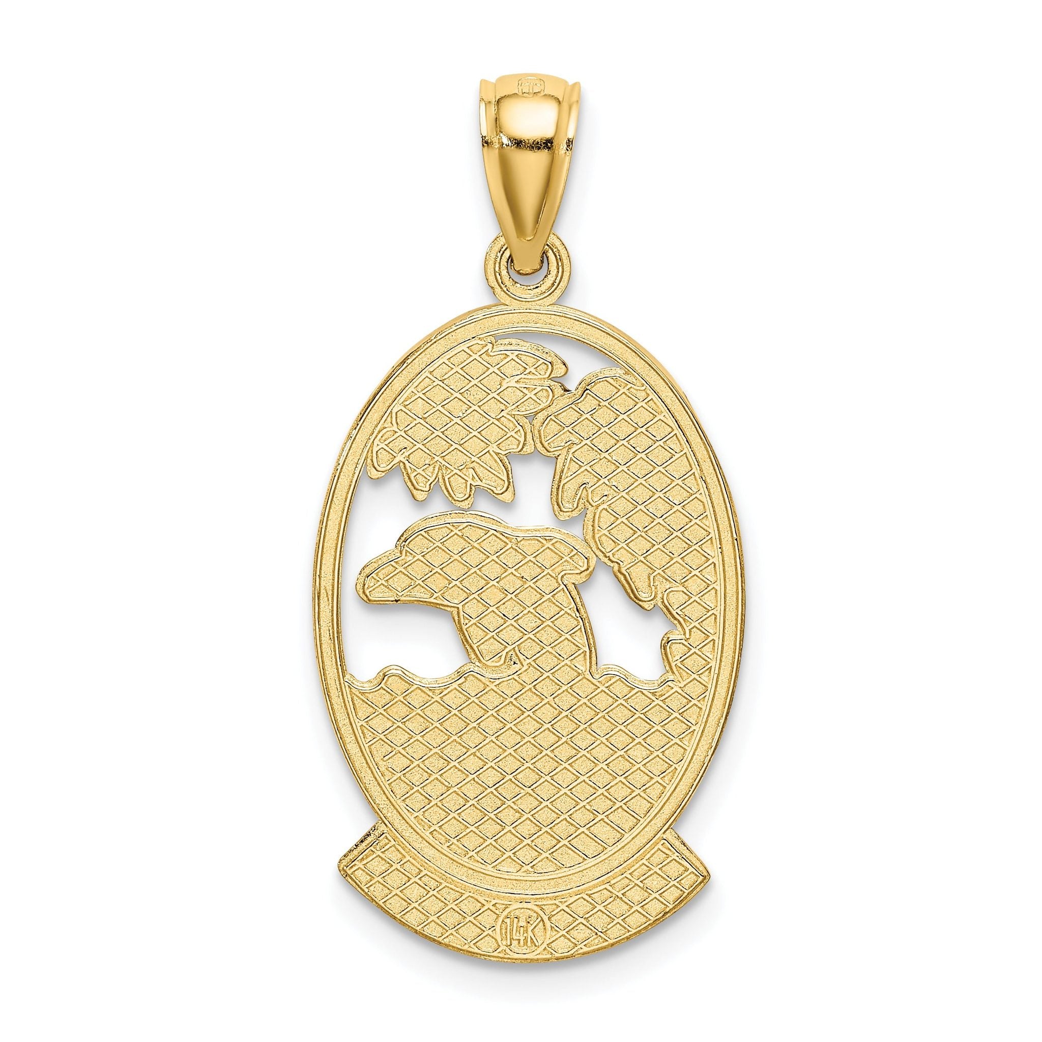 14K TURKS AND CAICOS w/Dolphin Sunset Scene Charm