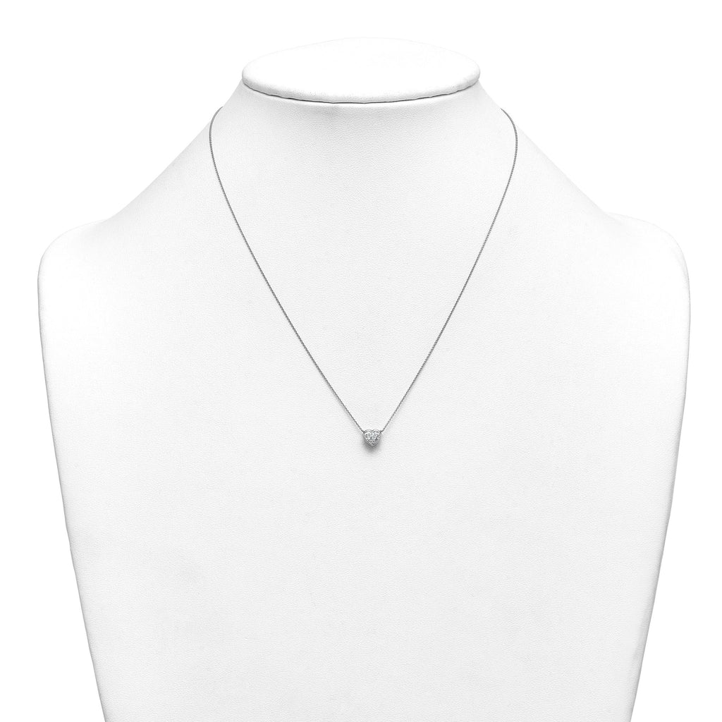 14kw Lab Grown Diamond VS+F+  Heart Bezel Pendant Necklace
