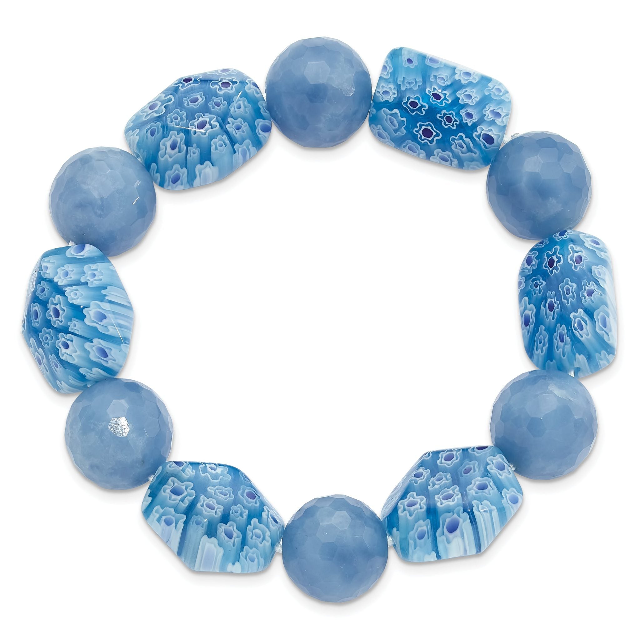 Blue Agate and Kangsai Glass Beaded Stretch Bracelet Secondary image
