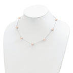Sterling Silver Pearl Necklace with Pink Freshwater Pearls Elegant 18 Chain