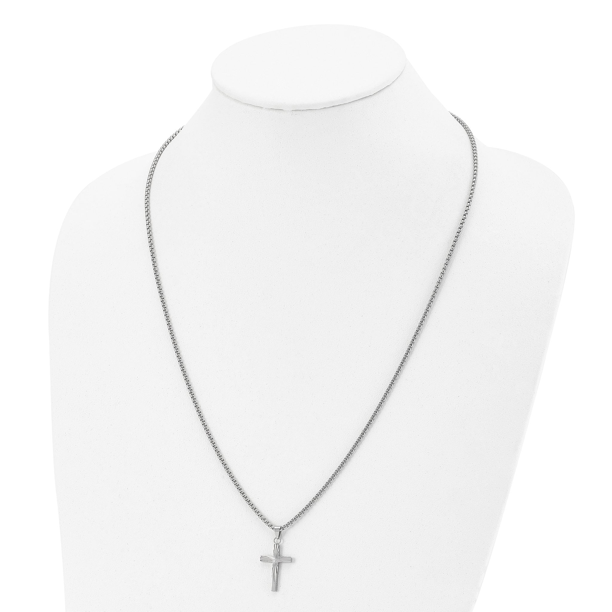 Sunburst Cross Pendant Necklace in Stainless Steel Secondary image