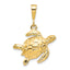 10K Gold Polished Turtle Pendant with Solid Design 30mm