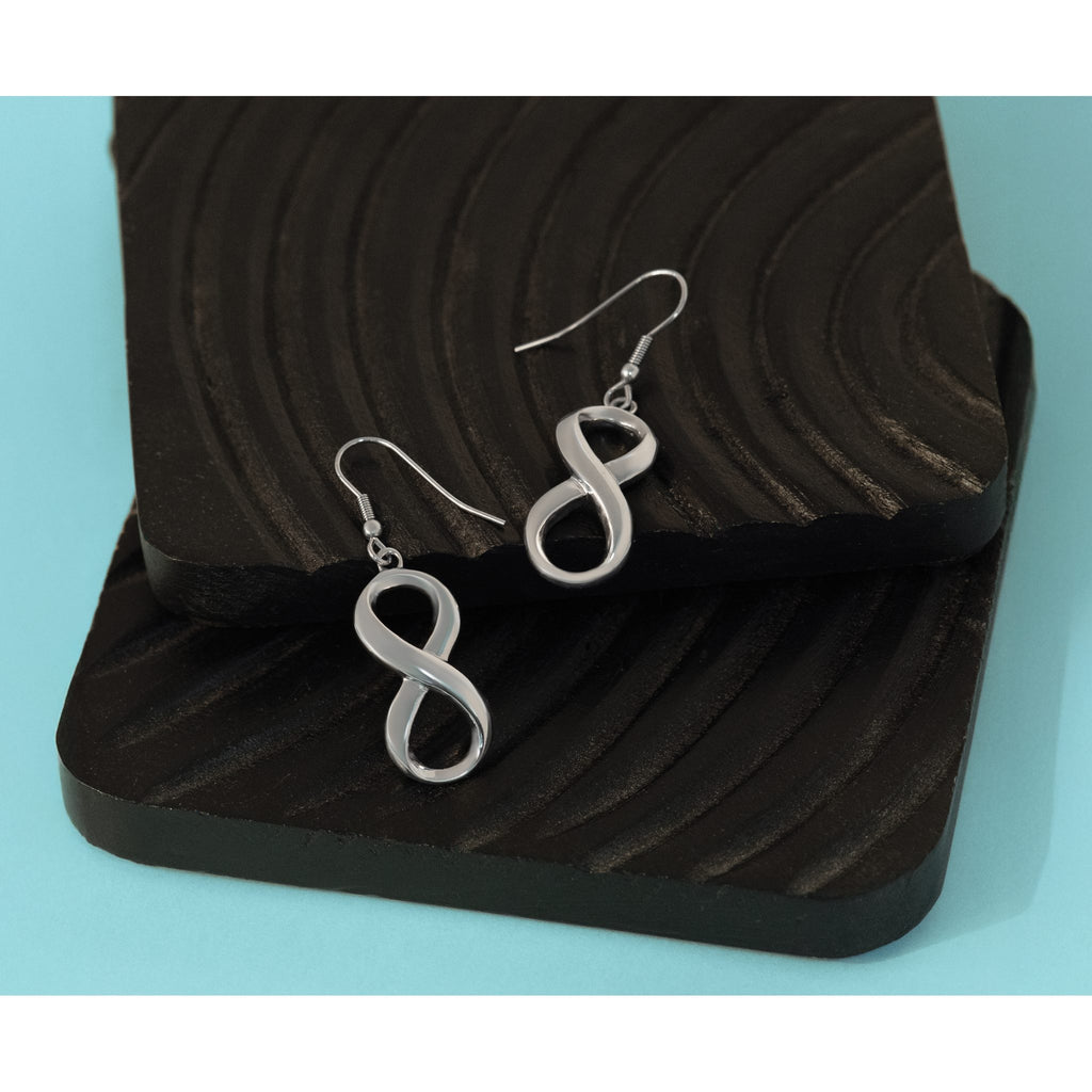 Stainless Steel Polished Infinity Drop Dangle Earrings for Women