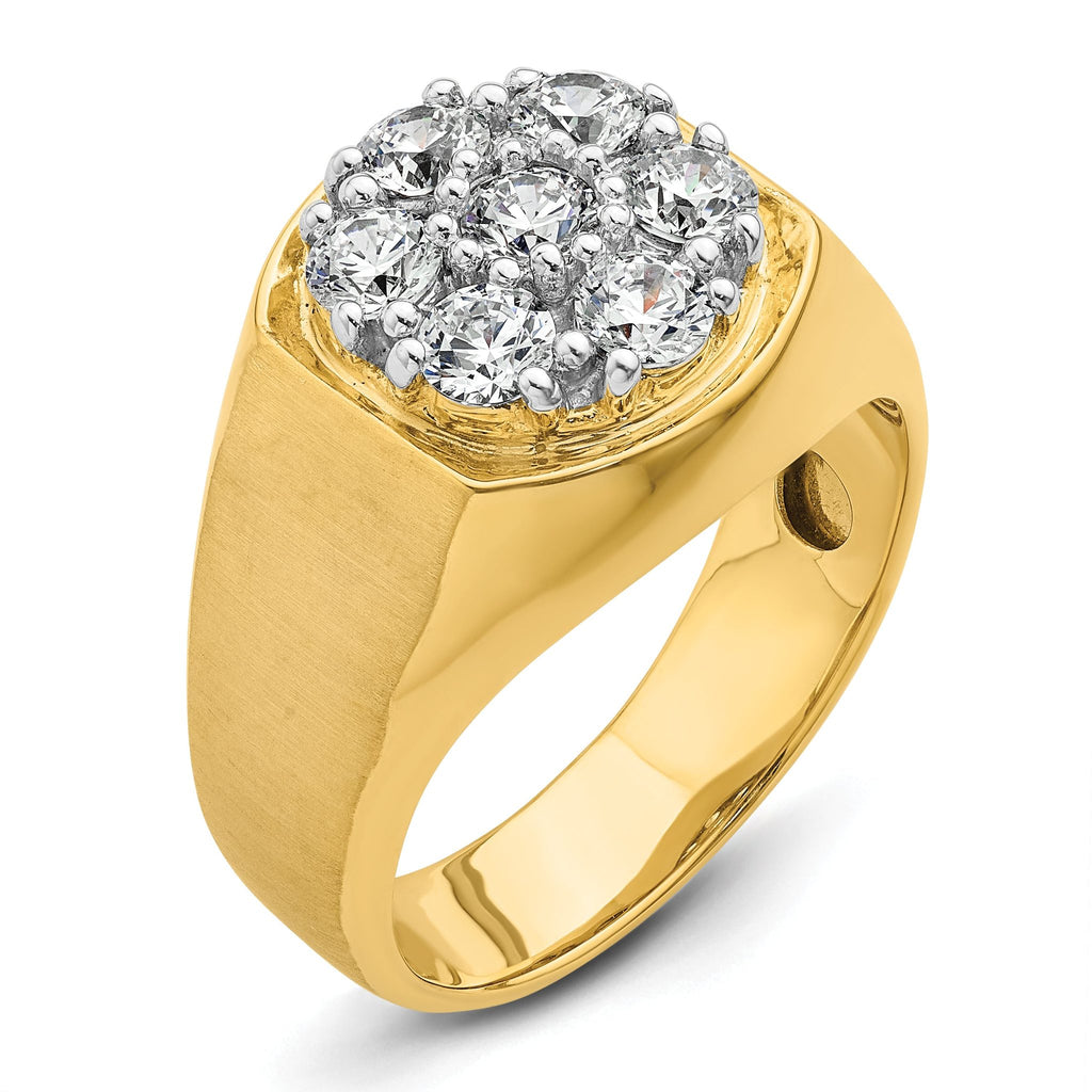 14k Two-Tone 1 3/8 carat Lab Grown Diamond VS/SI+ G+ Complete Men's Cluster Ring