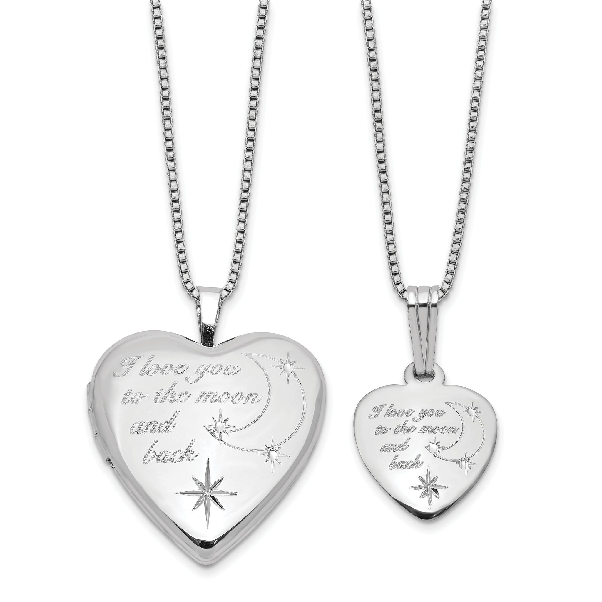 Sterling Silver RH-plated I LOVE YOU... 20mm/12mm Locket/Pendant Set Main image