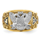 14k Two-tone Men's Polished and Textured with Multi-color Enamel Active 33rd Degree Masonic Ring