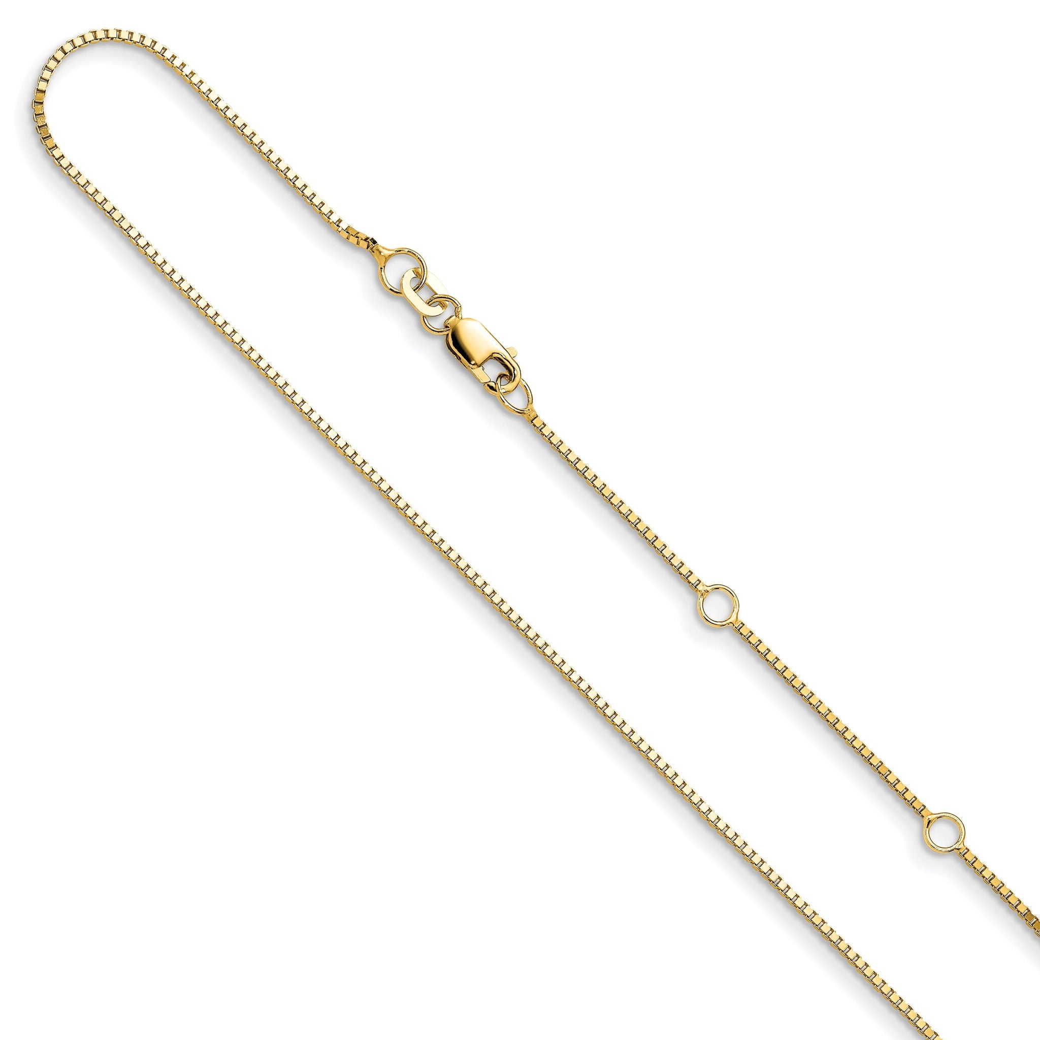 14K .95mm Box 1in+1in Adjustable Chain Main image