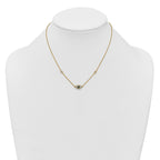 Sterling Silver Gold-tone Polished CZ and Blue and Green Nano Crystal Eye 16 inch with 2 inch Extension Necklace