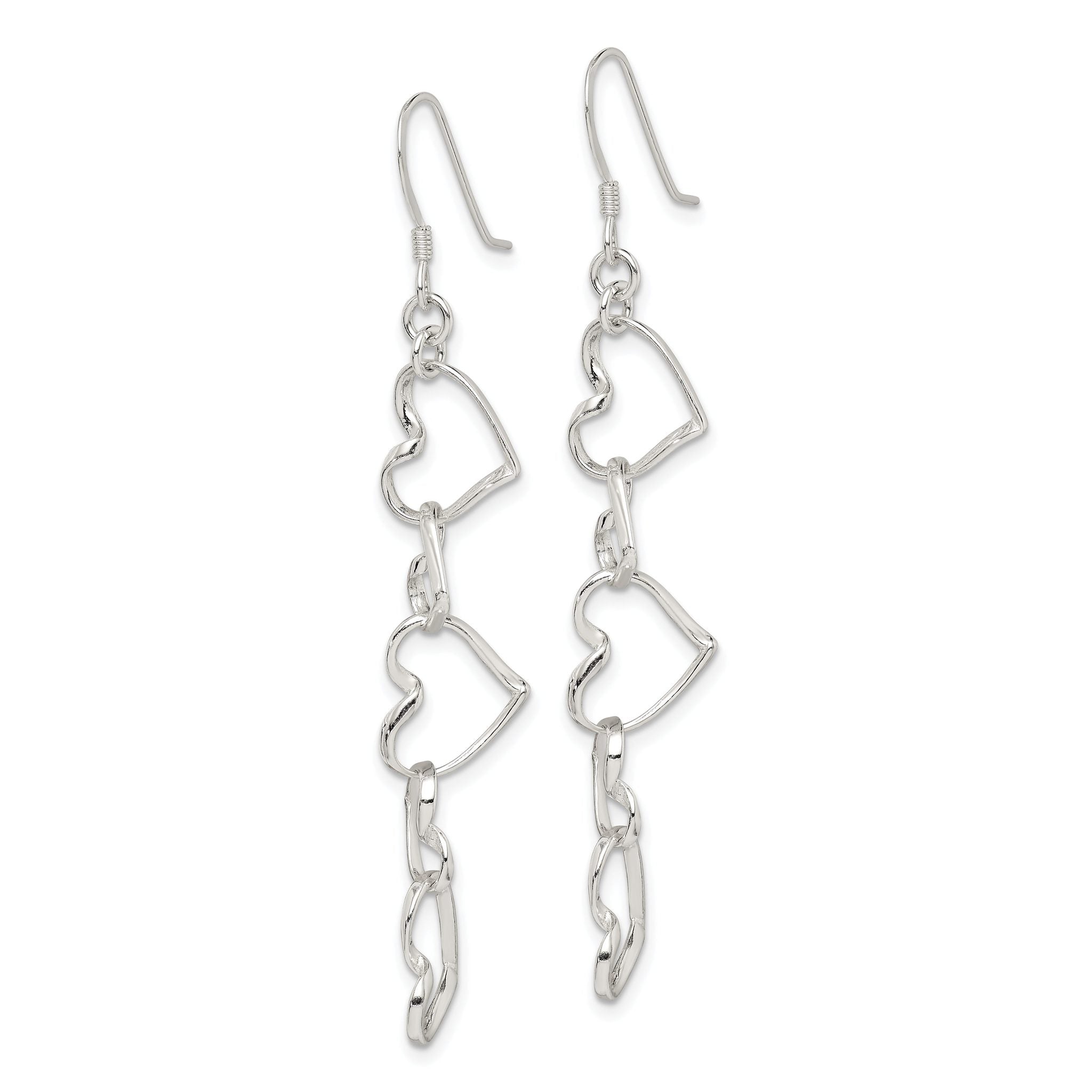 Sterling Silver Heart Dangle Shepherd Hook Earrings Secondary image
