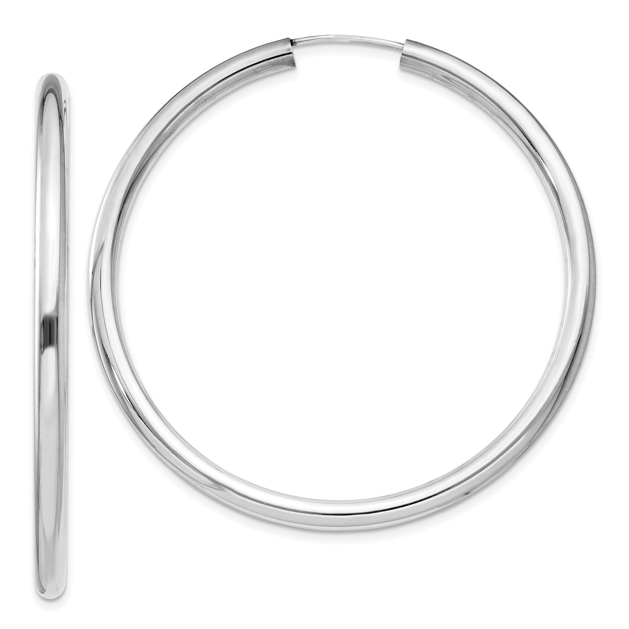 Sterling Silver Rhodium-Plated Endless Hoop Earrings with Polished Finish Main image