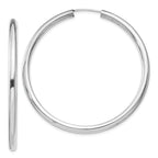 Sterling Silver Rhodium-Plated Endless Hoop Earrings with Polished Finish