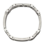 Stainless Steel Polished with Cable and Black Carbon Fiber Inlay Link Bracelet for Men
