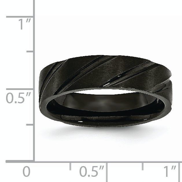 Black IP Swirl Wedding Band in Titanium, 6mm