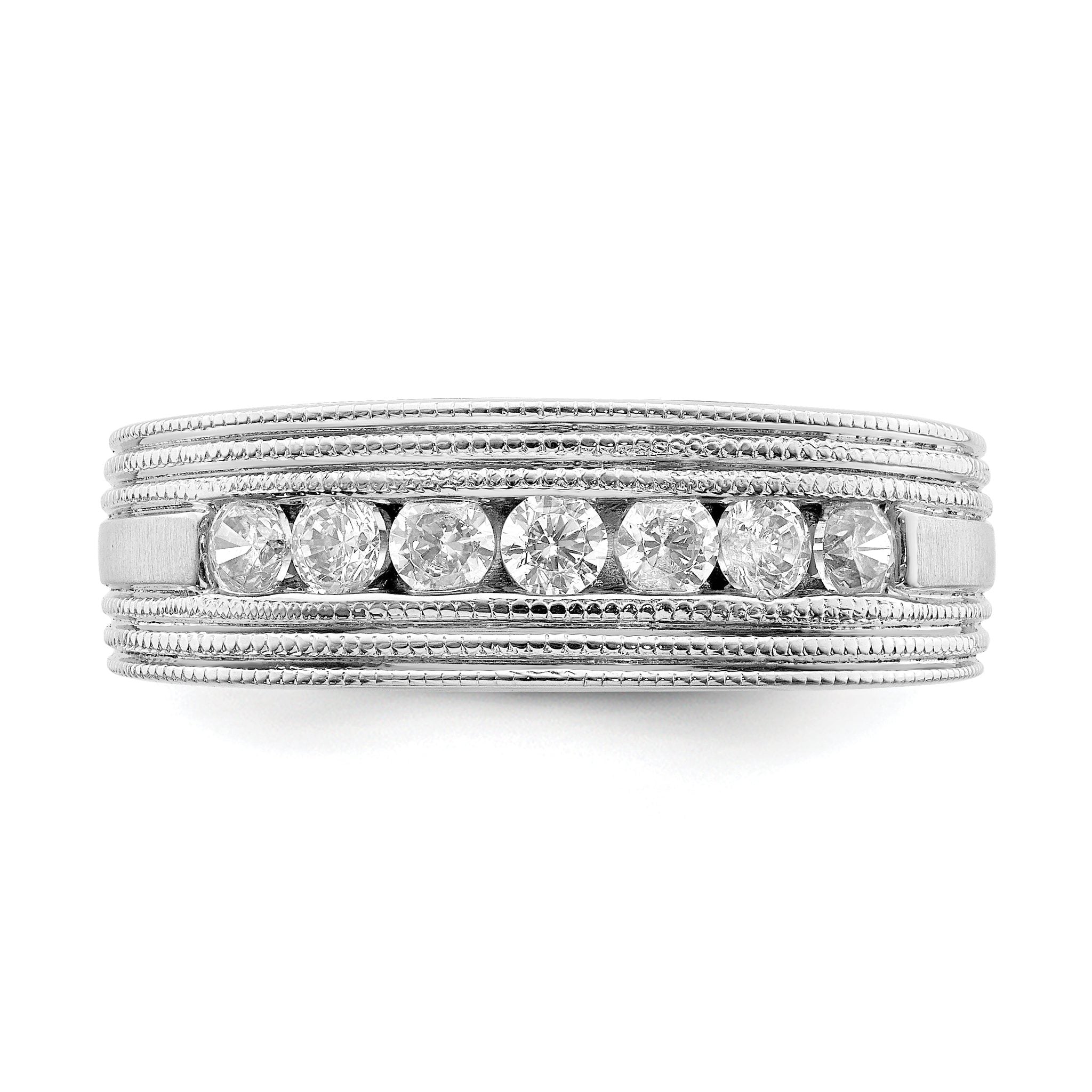 14k White Gold 5/8 carat Lab Grown Diamond VS/SI+ G+ Seven Stone Complete Men's Ring