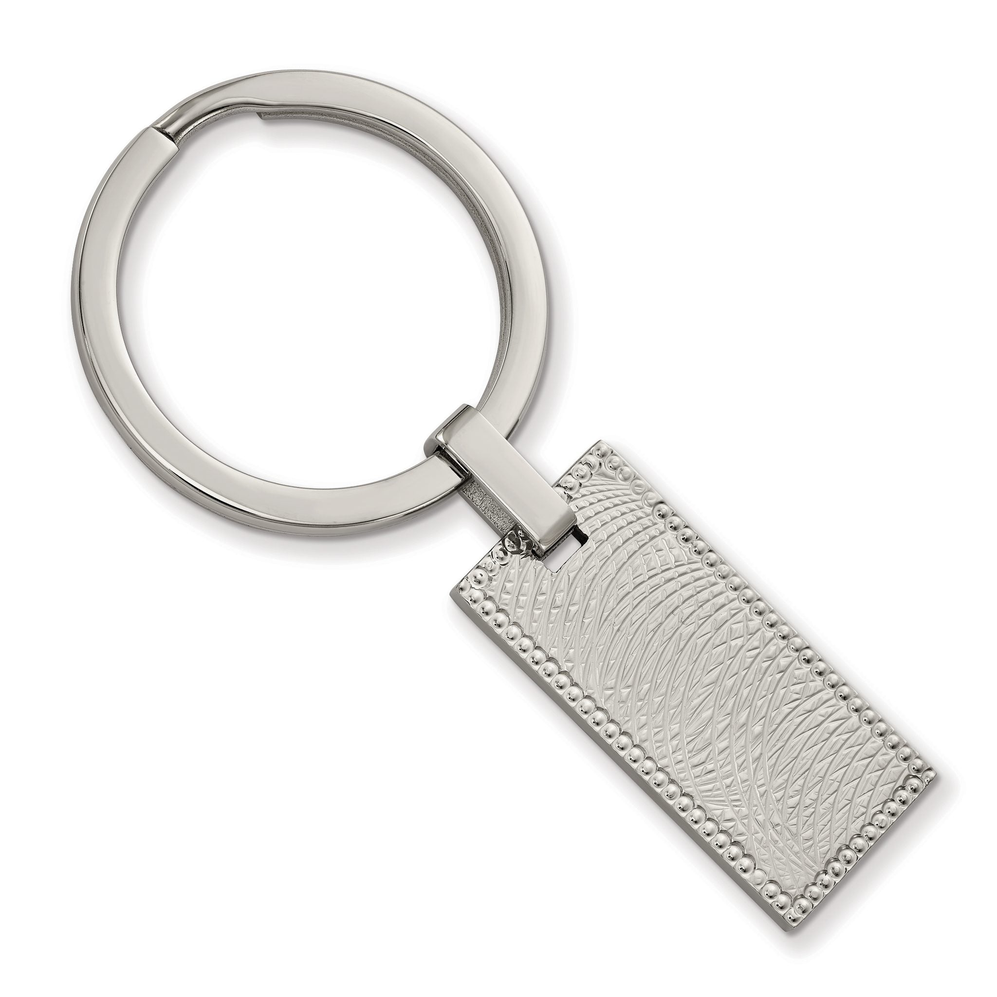 Stainless Steel Polished and Textured Rectangular Key Ring Main image