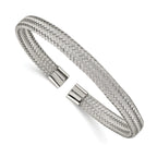 Stainless Steel Polished 6mm Mesh Wire Cuff Bangle Bracelet for Women