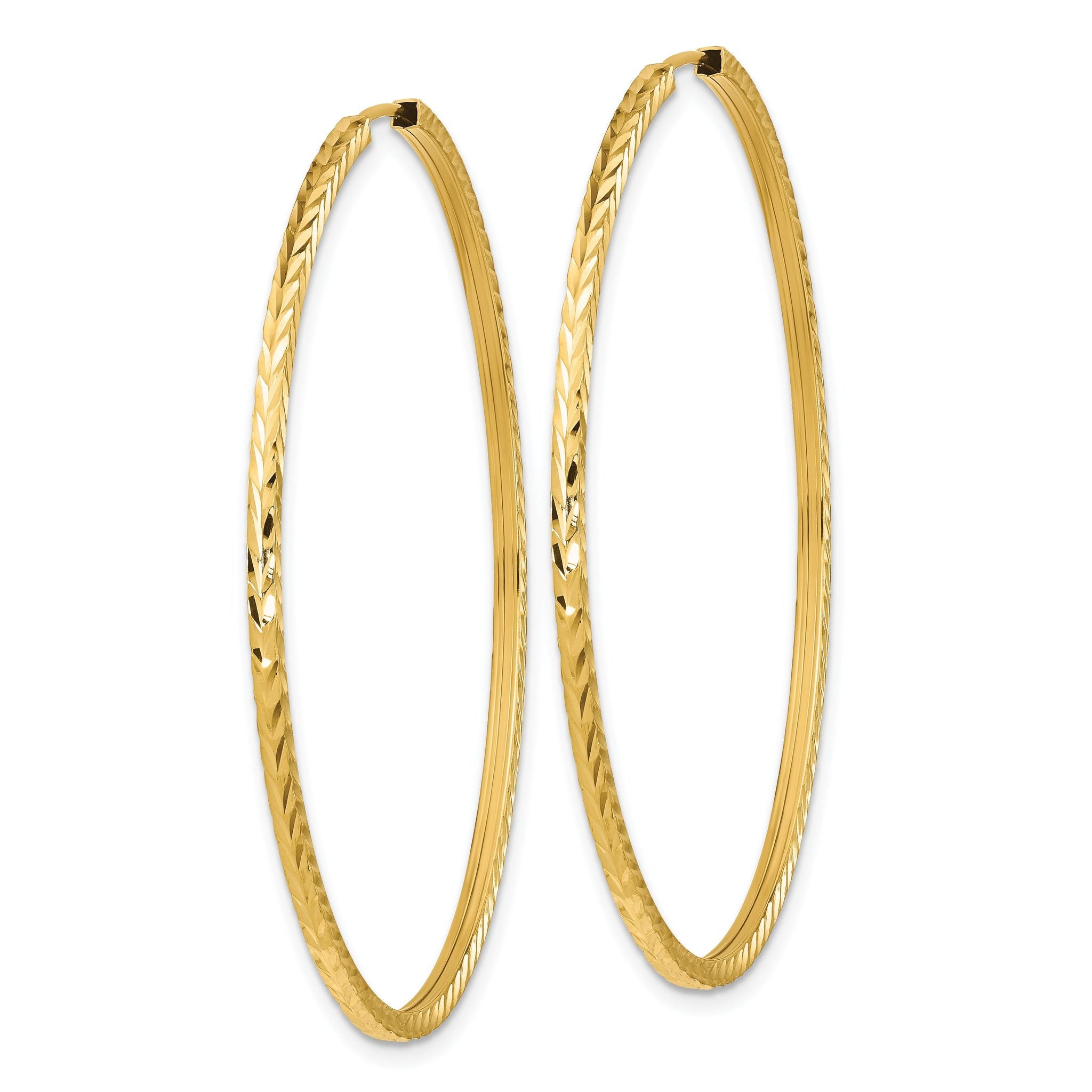 14k Diamond-cut Square Tube Endless Hoop Earrings Secondary image