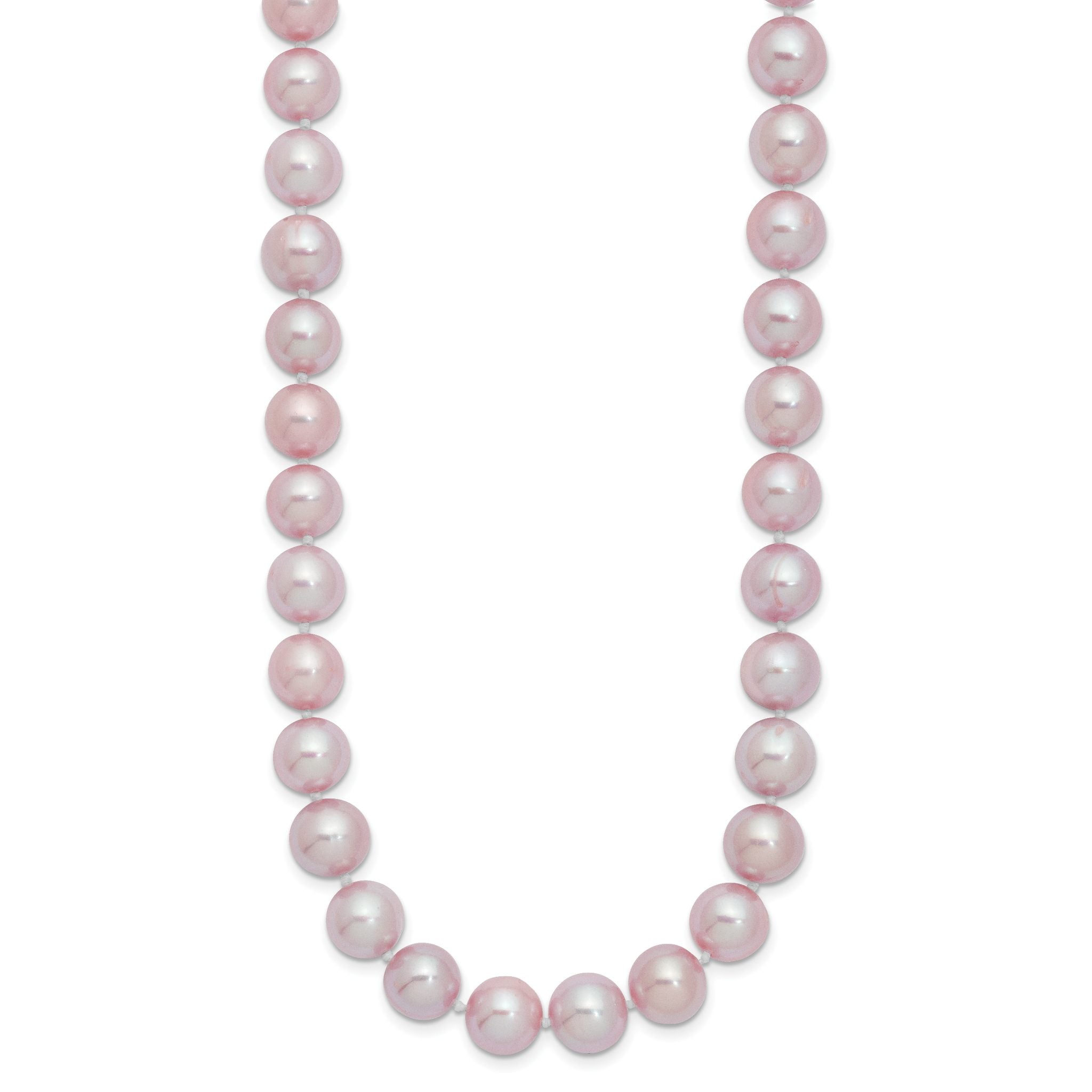 Sterling Silver Rhodium-plated 9-10mm Purple Near-Round Freshwater Cultured Pearl 16 inch Necklace Secondary image