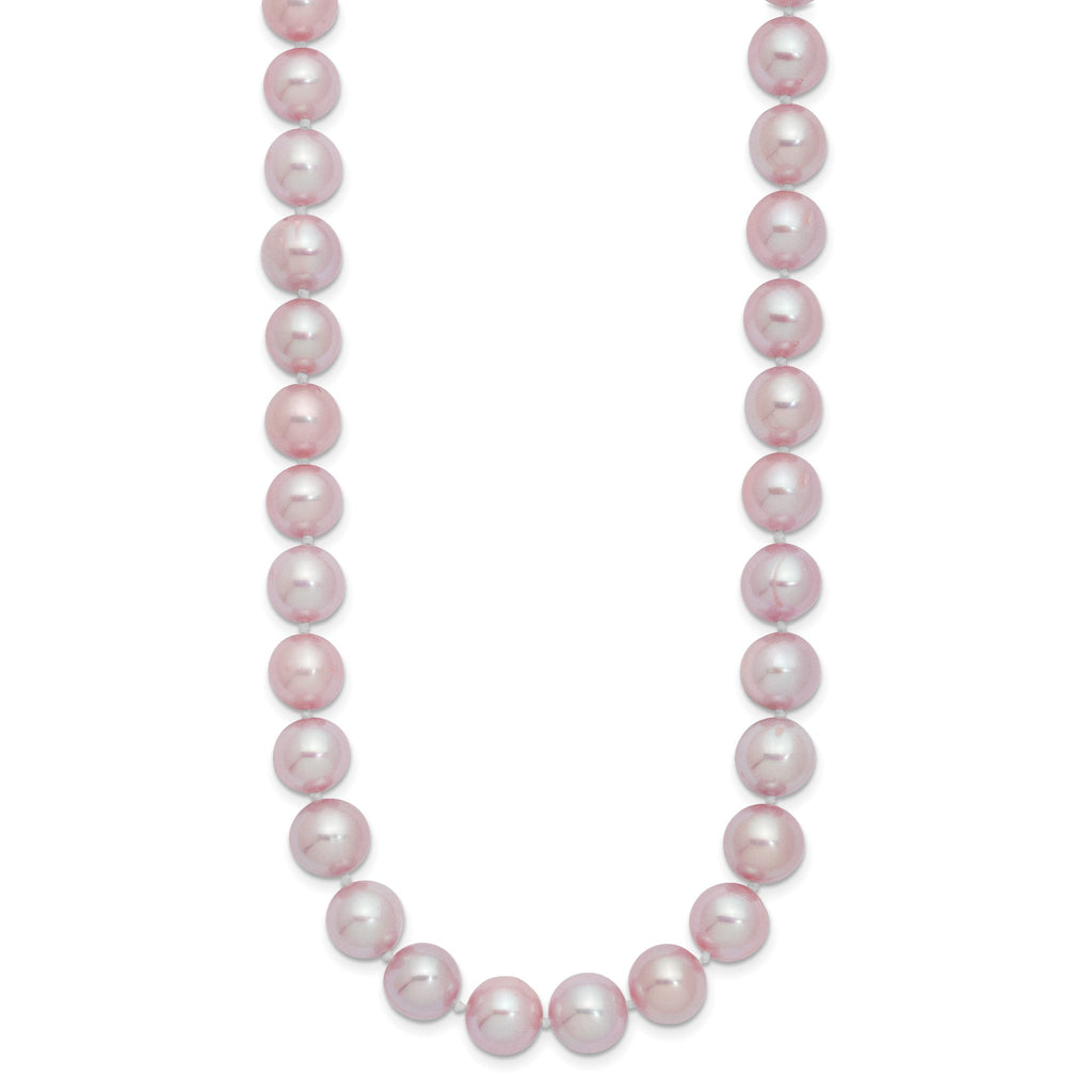 Sterling Silver Rhodium-plated 9-10mm Purple Near-Round Freshwater Cultured Pearl 16 inch Necklace