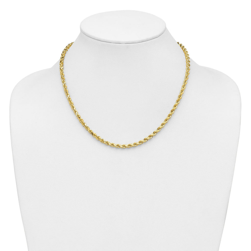 14K 7 inch 4.25mm Diamond-cut Rope with Lobster Clasp Chain